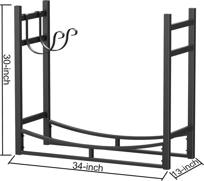 Fire Beauty Fireplace Log Rack 34 Inch Wood Storage Holder with 4 Tools