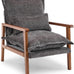VINGLI Mid-Century Modern Cloud Accent Armchair with Lumbar Pillow, 6.3'' Thick Seat Cushion Comfortable Reading Chair with Wooden Armrests，Boho Lounge Chair for Bedroom, Living Room, Chenille, Grey