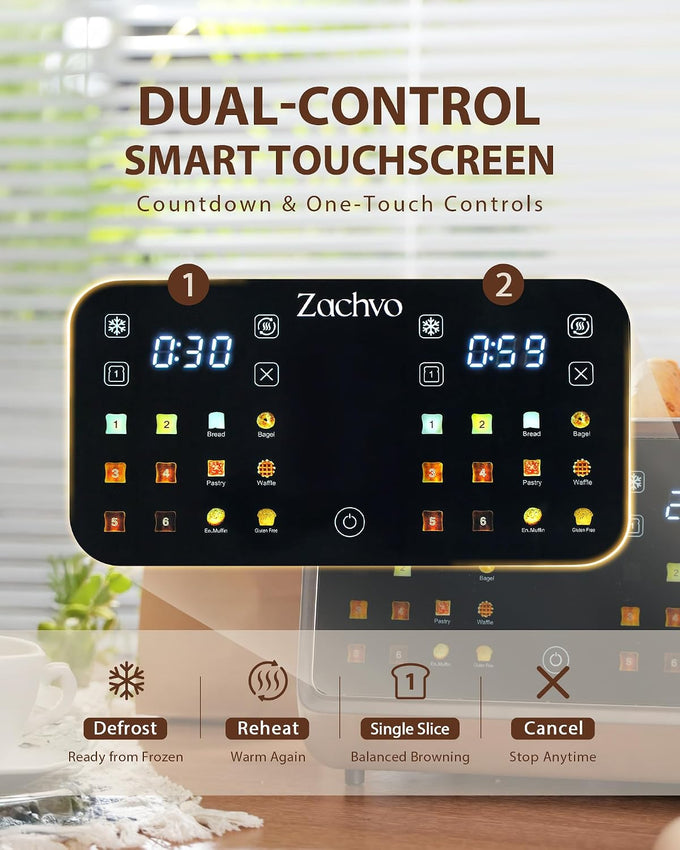 4 Slice Smart Toaster with Dual Independent Controls for Family Breakfast