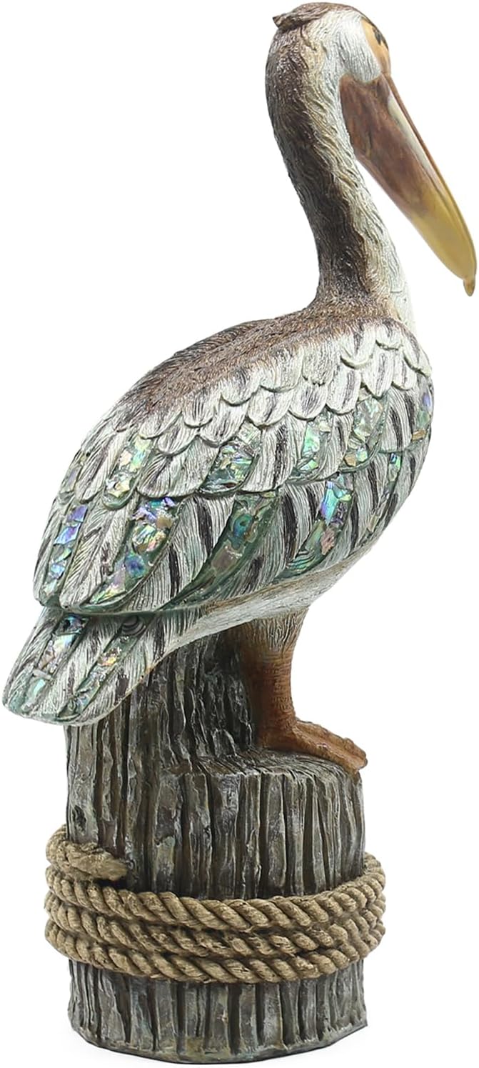 Lukitas Standing Pelican Statue and Sculpture Coastal Decor, Resin 14''