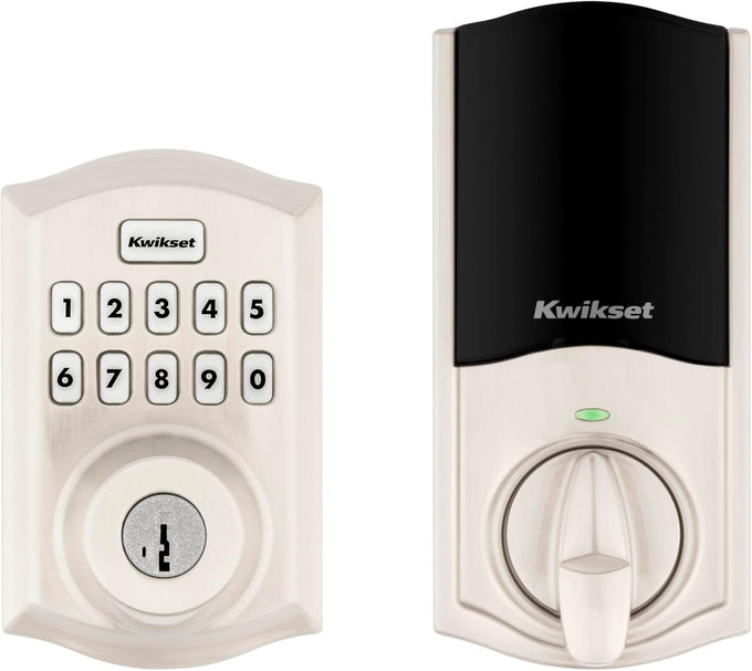 Kwikset HomeConnect 620 Z-Wave Long Range Enabled Keypad Smart Lock Convenient Keyless Entry, Customizable User Codes, Ring Alarm Compatible, Hub Required, Sold Separately Satin Nickel Traditional