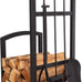 Lavish Home Fireplace Tool Set and Log Rack, Matte Black, 5-Piece-Set