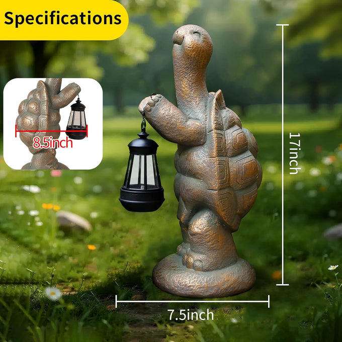17-Inch Solar Turtle Garden Statue with LED Lantern Outdoor Decor