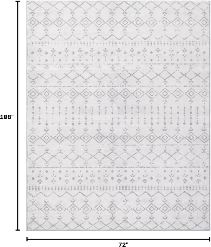 Carvapet Washable 6x9 Moroccan Boho Area Rug Gray Carpet
