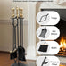 VEVOR Fireplace Tool Set, 5 PCS Fire Tool Set and Holder with Five-Prong Stand, Tongs, Ash Shovel, Brush, Fire Place Poker, Wrought Iron Fireplace Accessories for Indoor/Outdoor, Black & Brass
