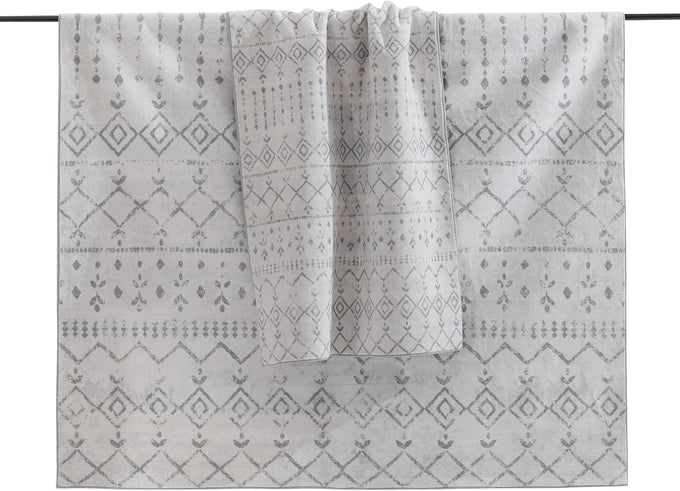 Carvapet Washable 6x9 Moroccan Boho Area Rug Gray Carpet