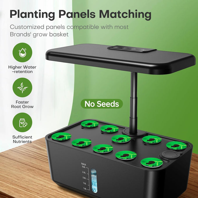 Ahopegarden Indoor Garden Hydroponics Growing System: 10 Pods Kit with LED