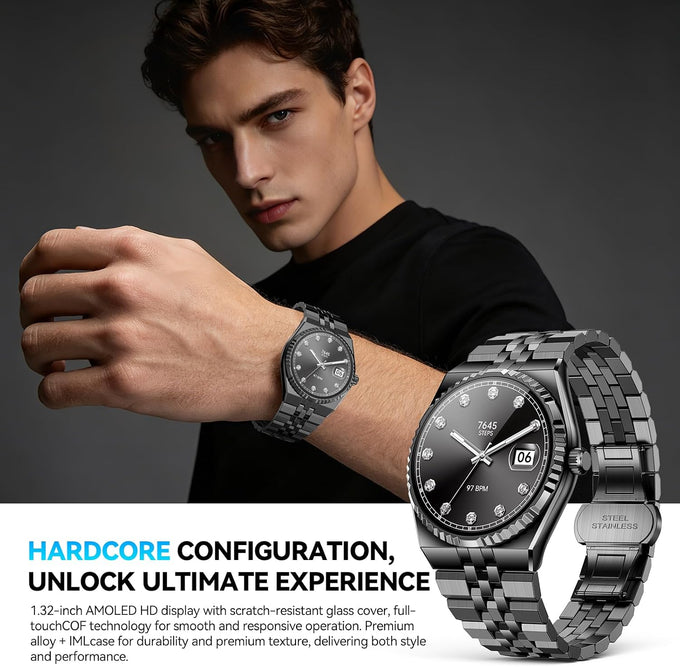 Luxury Smart Watch for Men, Bluetooth Calls, Activity Tracker, Android iOS