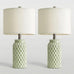20.5" Small Bedside Lamps Set of 2, Green Ceramic Nightstand Lamp