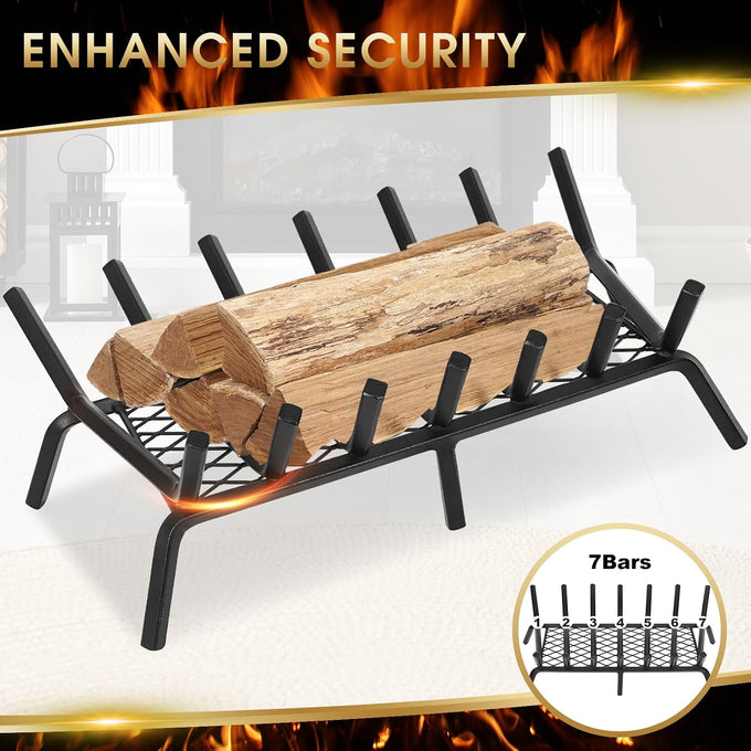 Good GAIN Fireplace Grate 26in Heavy Duty w/Ember Retainer,Fire Log Holder