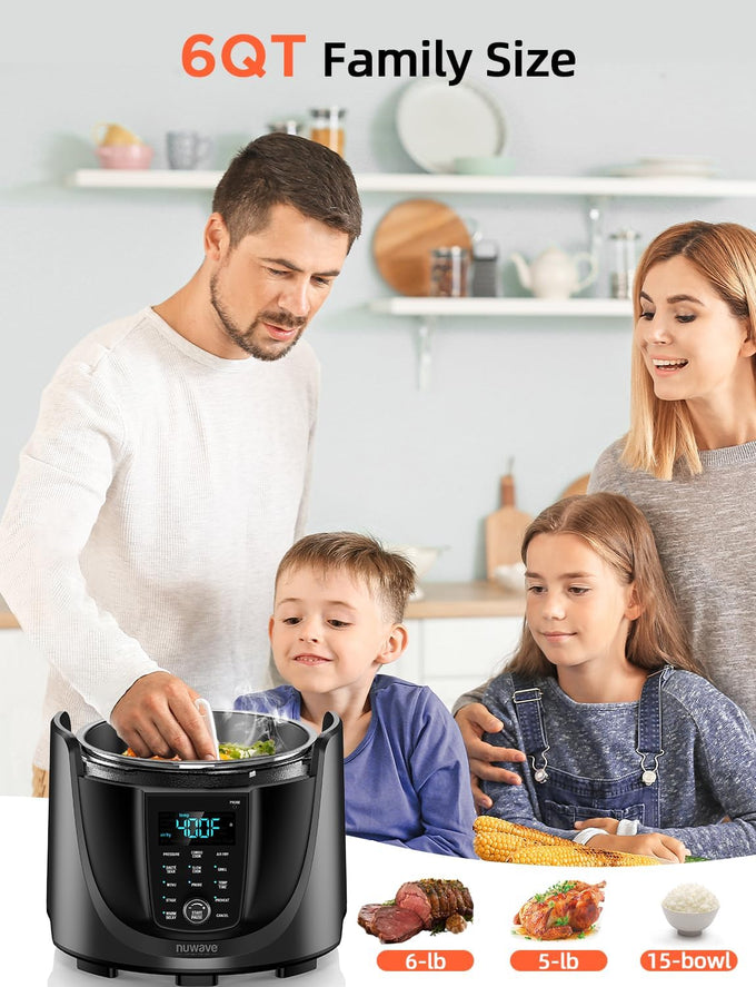 Nuwave Duet Electric Pressure Cooker & Air Fryer Combo w/Probe, 450-in-1