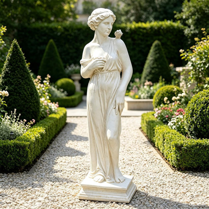 Outdoor Statue, Nymph Sculpture Goddess of Greek Mythology Roman Style for Garden Patio Yard Lawn Porch Decor, Ivory