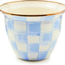 MACKENZIE-CHILDS Enamel Flowerpot, Brown-and-White Mocha Check