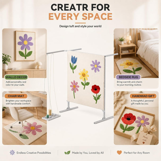 54-Inch Aluminum Rug Tufting Frame Kit, Adjustable Stand with Yarn Holder