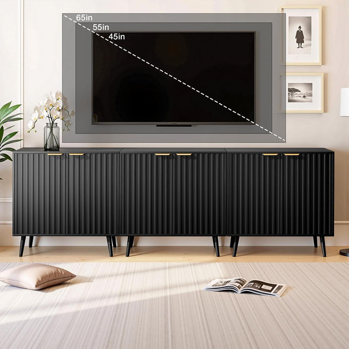 Black Storage Cabinet with Doors, Modern Accent Cabinet, Free Standing Cabinet with Adjustable Shelf, Wooden Buffet Sideboards for Living Room, Kitchen, Dining Room, Entryway
