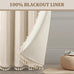Boho 100% Blackout Curtains 84 Inch 2 Panels Linen Blend Beige
