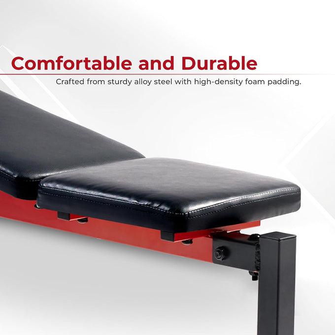 Sunny Health & Fitness Weight Bench & Squat Rack for Strength Training