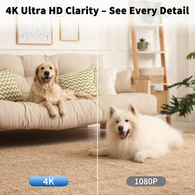 4K Smart Camera Charger with 2.4G/5Ghz Dual WiFi, 160° Wide Angle, Motion Detection, Type-C Plug Indoor Security Mini Camera for Home Pets, iOS & Android App