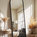 Delma Arched Full Length Mirror with Stand, Black Floor Mirror