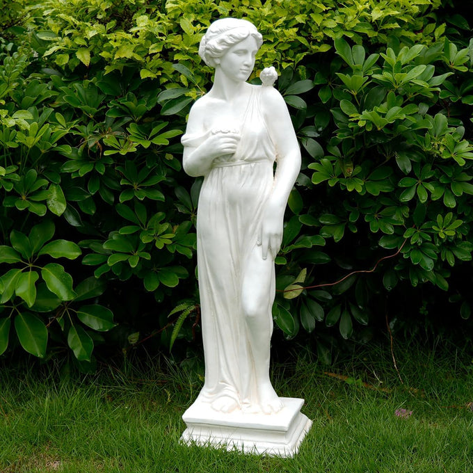Outdoor Statue, Nymph Sculpture Goddess of Greek Mythology Roman Style for Garden Patio Yard Lawn Porch Decor, Ivory