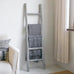 FUIN Blanket Ladder, 57in Wood Rustic Decorative Ladder, Light Gray