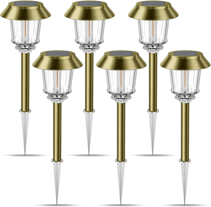 XMCOSY+ Solar Pathway Lights Outdoor, 6 Pack Solar Light Outdoor Waterproof