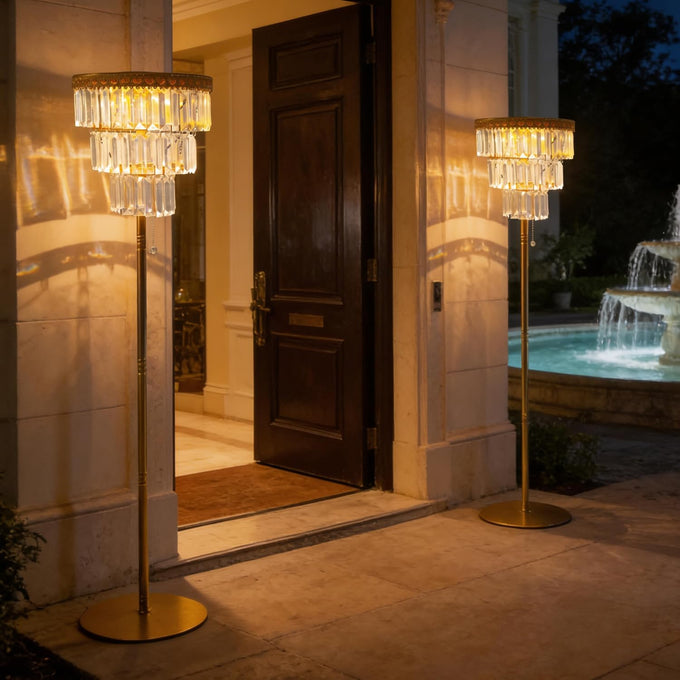 HUYIENO Solar Crystal Floor Lamp Outdoor 4FT Metal Garden Decor