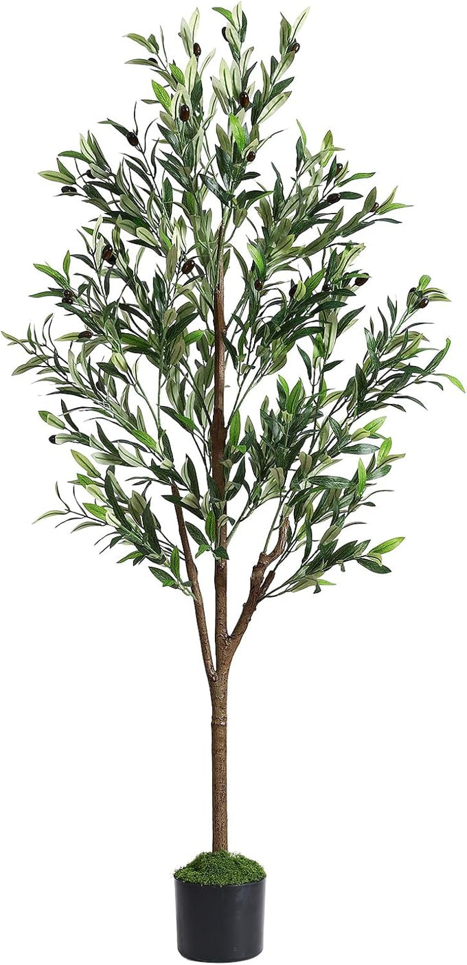 Alupssuc 6ft Faux Olive Tree with Lifelike Fruits and Realistic Leaves