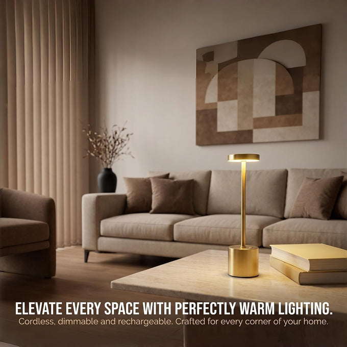 Cordless Table Lamp Set of 2, Gold Rechargeable Table Light
