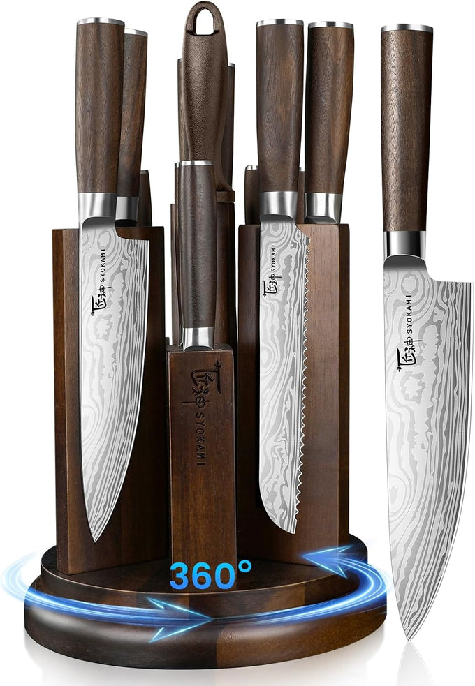 SYOKAMI 14-Piece Kitchen Knife Set with Magnetic Block, New for 2026