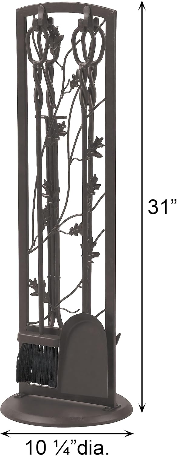 Panacea Fireplace Tool Set 5 Piece, Oak Leaf 30", Colonial Brown