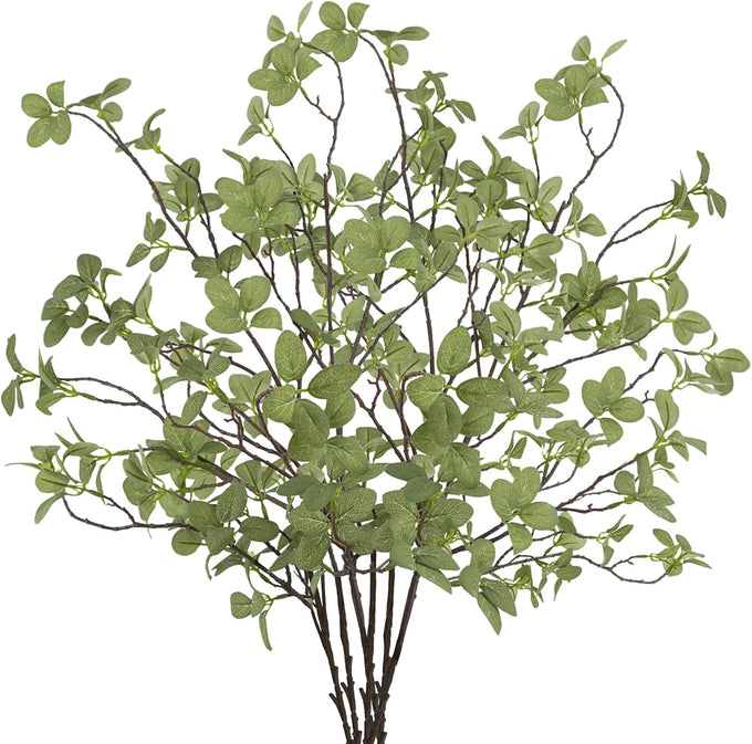6 pcs Artificial Greenery Stems, 41.3’’ Tall Fake Plants Branches Faux Greenery Ficus Twig Leaf for Home Garden Shop Office Desk Decoration