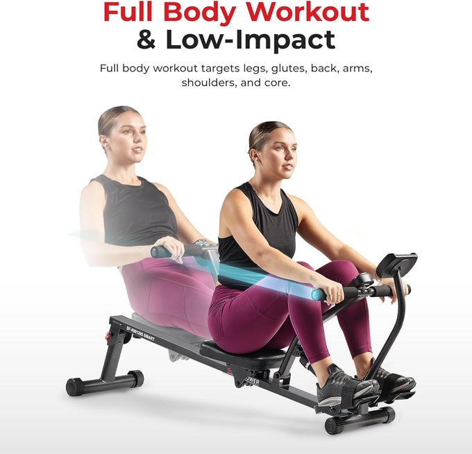 Sunny Health & Fitness Compact Hydraulic Rower with 12-Level Resistance
