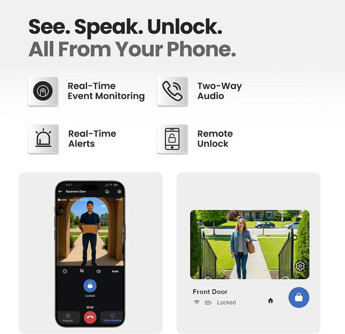 Lockin Veno Plus Smart Lock with Camera, Palm Vein Entry, 2K 180° Video