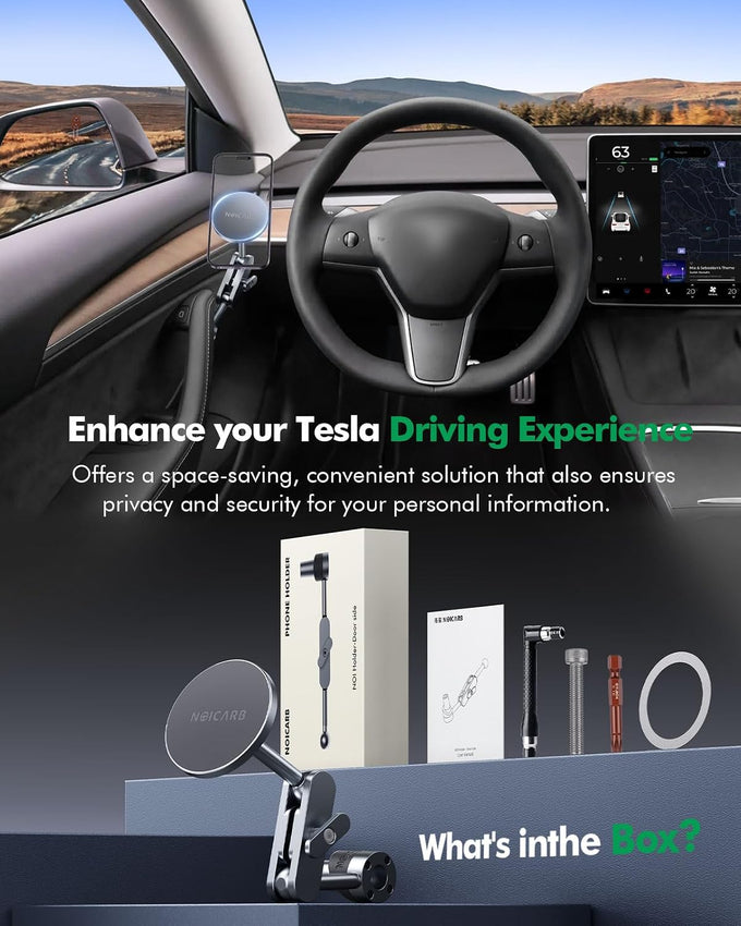 for Tesla Phone Mount,for Mag-Safe Door-Install Phone Holder, Compatible with Model Y/YL(2026-2019) & Model 3 (2023-2017), Magnetic Car Phone Mount for iPhone 17/16/15/14/13/12, Tesla Accessories