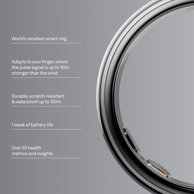 Oura Ring 5 Smart Ring - Silver - Size 10 - Fitness & Sleep Tracker