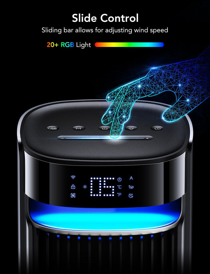 GoveeLife 42 in. Tower Fan, 150 Deg Oscillation, 5 Modes 12 Speeds, Black