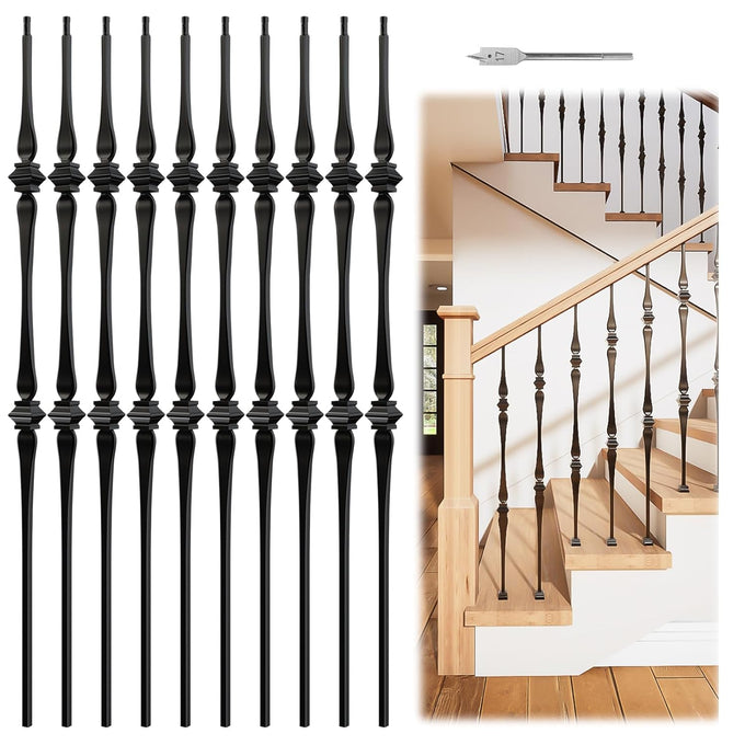 Muzata 5 Pack 44" S Scroll Hollow Iron Balusters WT03