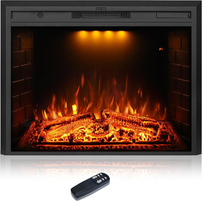 Electric Fireplace Insert Trim Kit for 40 inch Fireplace Electric Inserts, Metal Construction Plates, Black-B09R2114SG