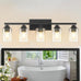 Matte Black Bathroom Light Fixtures, 5-Light Vanity Lights over mirror