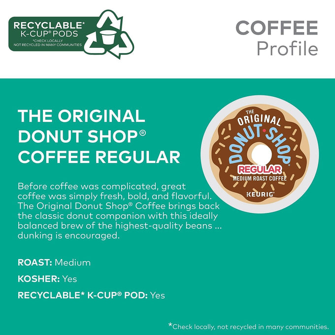 The Original Donut Shop Regular, Single-Serve Keurig K-Cup Pods, Medium Roast Coffee Pods, 96 Count
