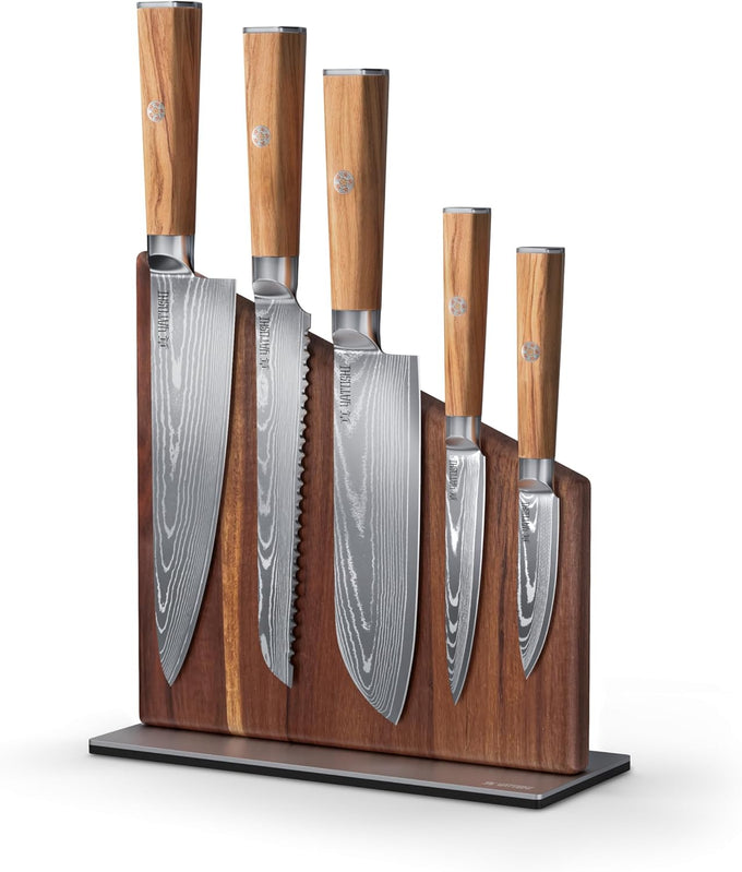Yatoshi Professional Kitchen Knife Set, 15 Pieces, High Carbon Stainless Steel, Ergonomic Handle