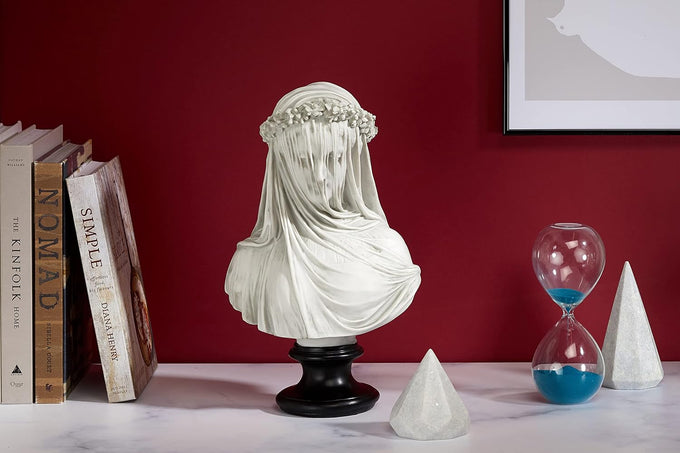 Design Toscano Veiled Maiden Indoor Bust Statue, 9 Inch Wide, 14 Inch Tall