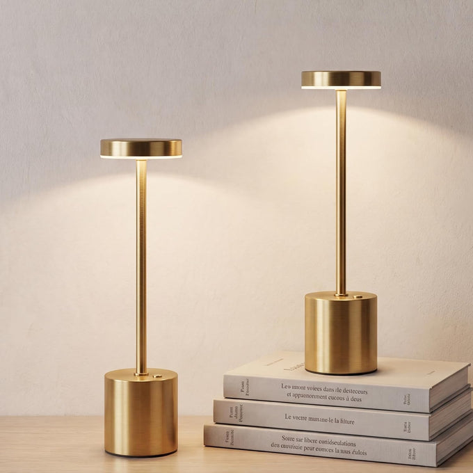 Cordless Table Lamp Set of 2, Gold Rechargeable Table Light