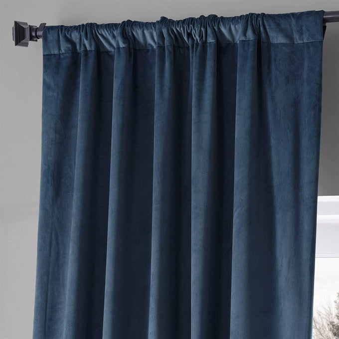 HPD Half Price Drapes Signature Plush Velvet Blackout Curtains for Bedroom (1 Panel), 50W X 96L Hotel Black Out Curtains for Living Room, Thermal Insulated Blackout Curtains for Windows, Varsity Blue