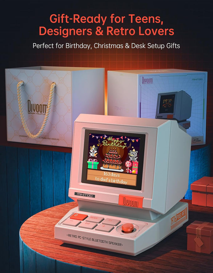 Divoom MiniToo Retro PC-Style Computer Speaker, Pixel Screen with DIY Faces