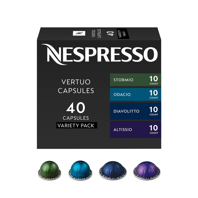 Nespresso Vertuo, Dark Variety Pack, Dark Roast, 40-Count Coffee Pods