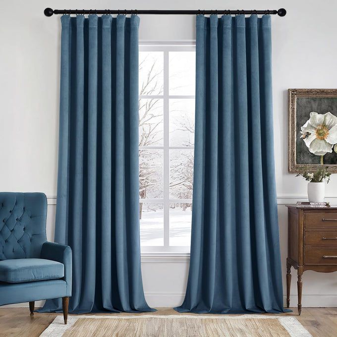 MIULEE Velvet Curtains 52x108 inches 2 Panels Light Taupe Blackout Curtains