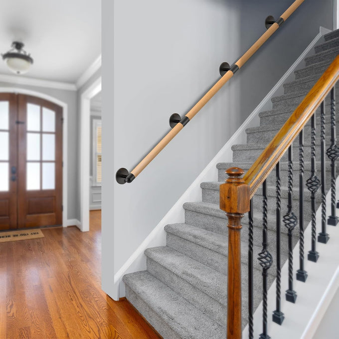 SELEWARE 67 Inch Wood Handrail Wall Mount Handrails for Indoor Stairs