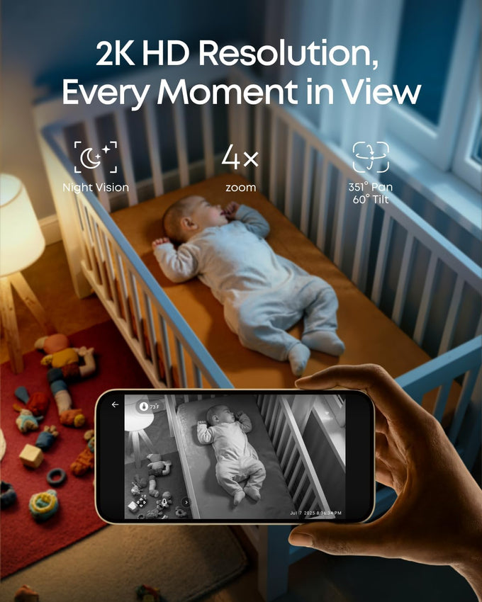 eufy Baby Monitor C10, 2K Camera, 4.5" 480p Display, No Wi-Fi